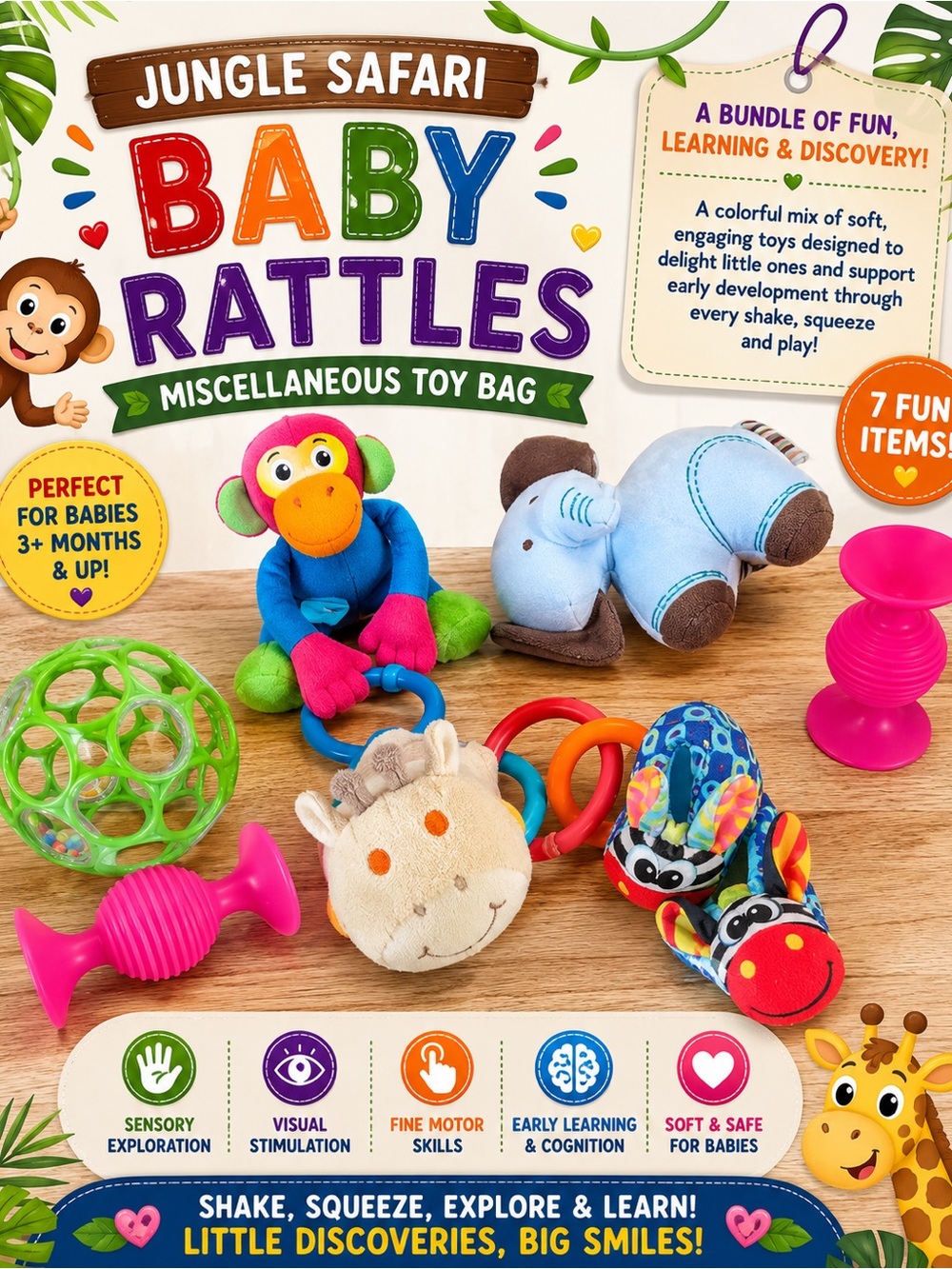 Jungle Safari Baby Rattles Miscellaneous Toy Bag